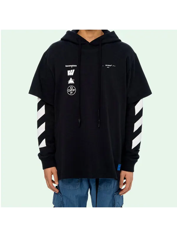 Толстовка c/o virgil abloh men's black diag mariana hooded tee Off-White — изображение 3 из 4, черный