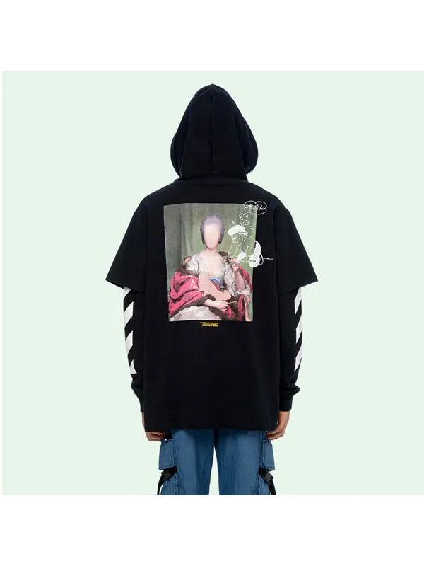 Толстовка c/o virgil abloh men's black diag mariana hooded tee Off-White — изображение 4 из 4, черный