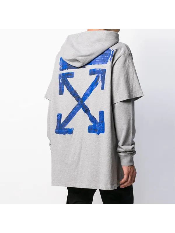 Толстовка back arrow printing drawstring gray Off-White — изображение 4 из 4, серый