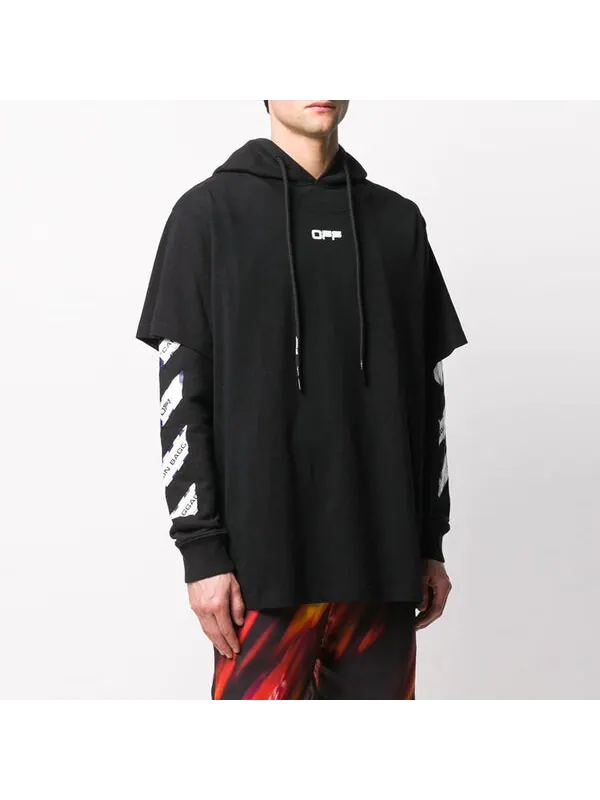 Футболка ss20 airport tape mens hoodie long sleeve Off-White — изображение 3 из 4, черный