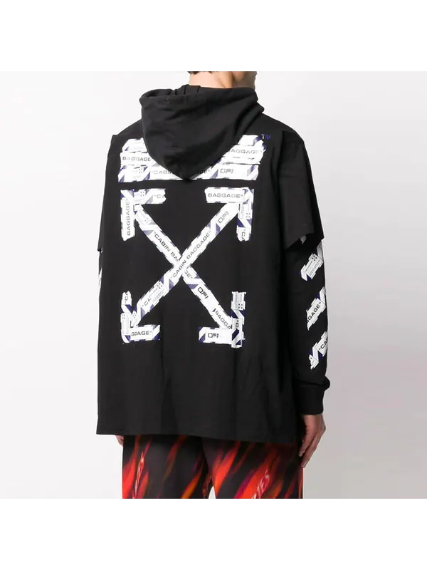 Футболка ss20 airport tape mens hoodie long sleeve Off-White — изображение 4 из 4, черный