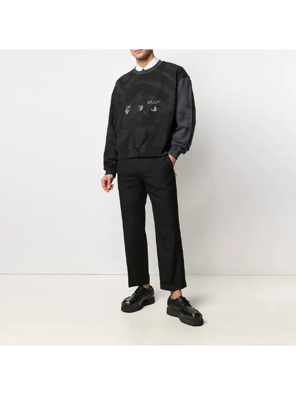 Толстовка ss21 camouflage printing logo round neck black Off-White — изображение 2 из 4, черный