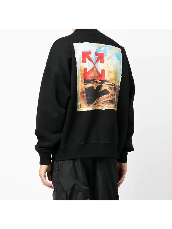 Толстовка men's fw21 logo arrow pattern printing pullover loose fit black Off-White — изображение 4 из 4, черный/мульти