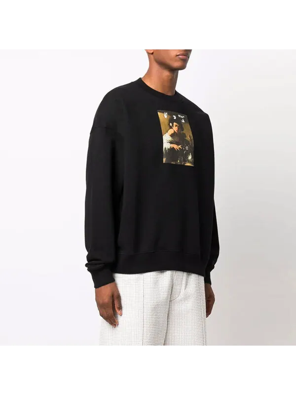 Толстовка men's fw21 caravaggio printing loose fit black Off-White — изображение 3 из 4, черный