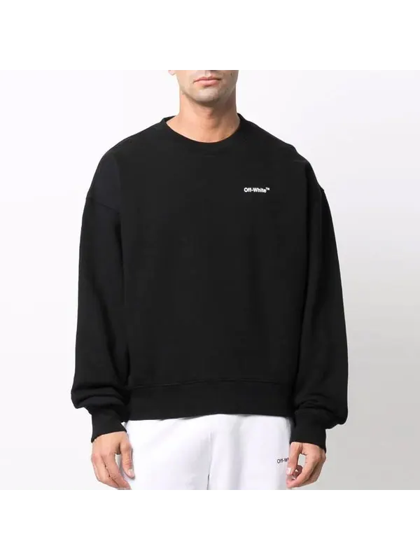Толстовка men's ss22 round neck pullover arrow pattern printing loose fit black Off-White — изображение 2 из 4, черный/белый