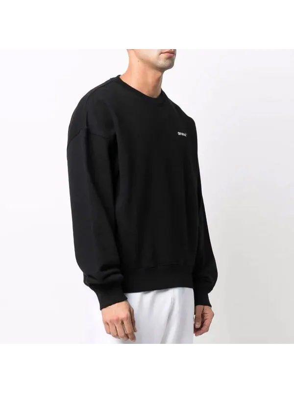 Толстовка men's ss22 round neck pullover arrow pattern printing loose fit black Off-White — изображение 3 из 4, черный/белый