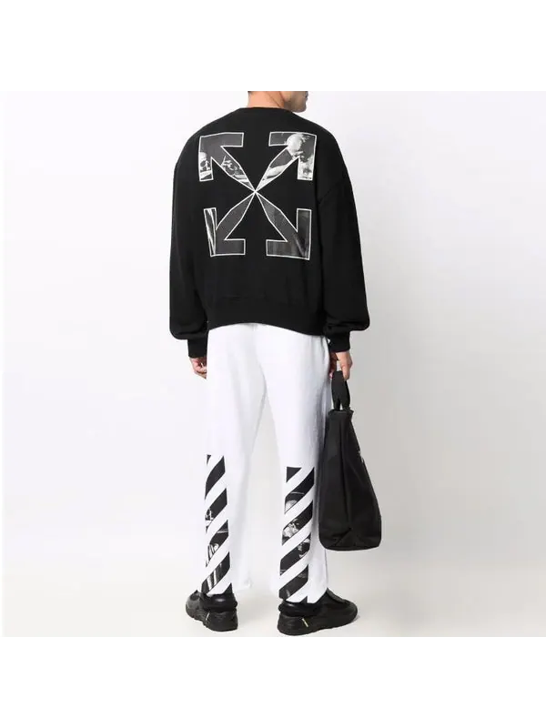 Толстовка men's ss22 round neck pullover arrow pattern printing loose fit black Off-White — изображение 4 из 4, черный/белый