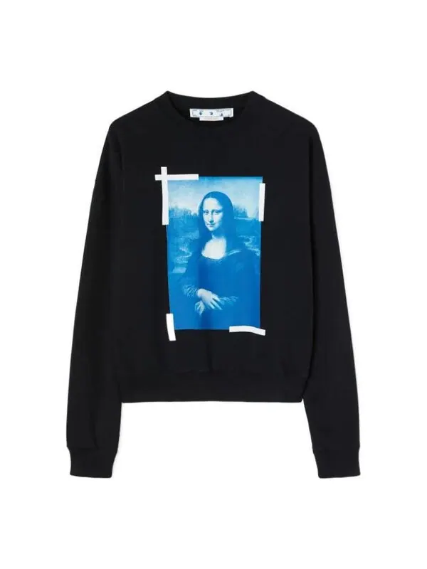 Толстовка men's mona lisa printing cotton round neck pullover black Off-White — изображение 1 из 4, мульти
