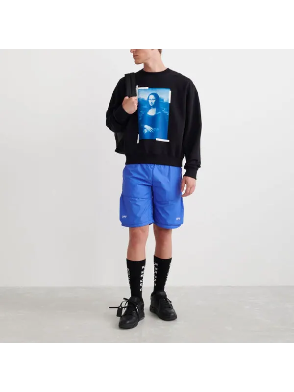 Толстовка men's mona lisa printing cotton round neck pullover black Off-White — изображение 2 из 4, мульти