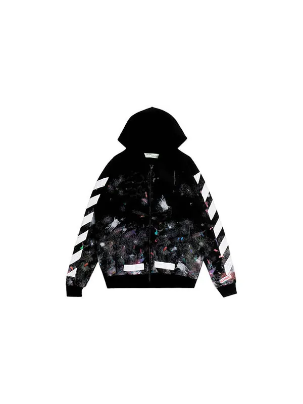 Толстовка OFF-WHITE Graffiti Arrow Printing Zipper hooded Long Sleeves Ordinary Version Black — изображение 2 из 4, черный