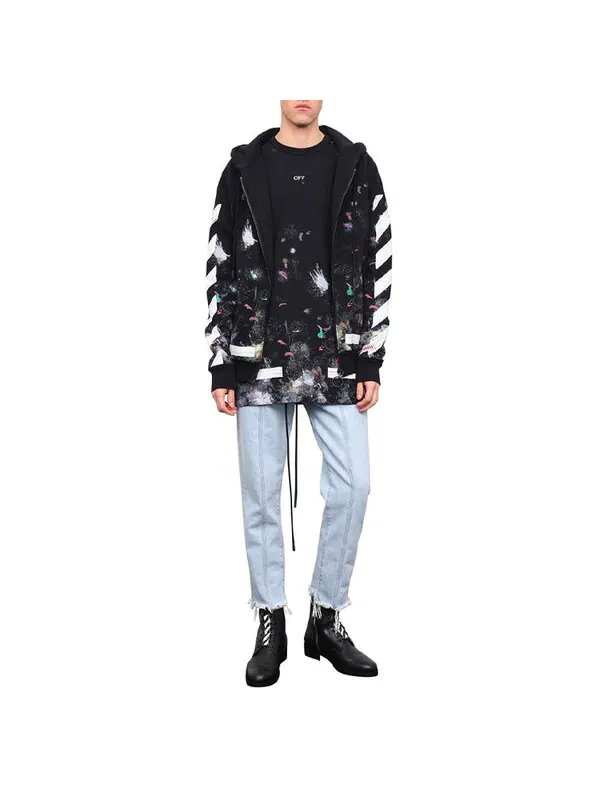 Толстовка OFF-WHITE Graffiti Arrow Printing Zipper hooded Long Sleeves Ordinary Version Black — изображение 3 из 4, черный