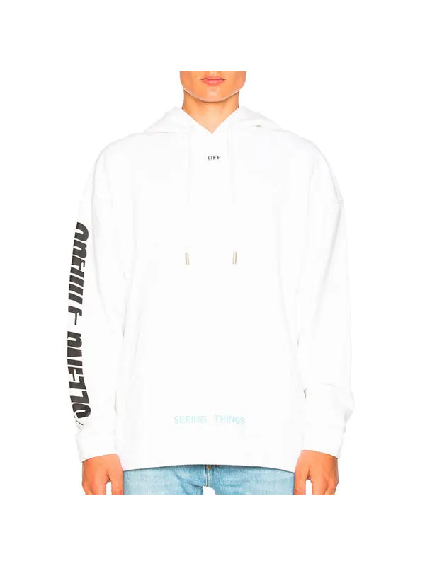 Толстовка men's printing classic autumn white Off-White — изображение 3 из 4, белый