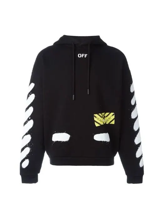 Толстовка graffiti stripe hoodec fleece men black Off-White — изображение 1 из 4, черный