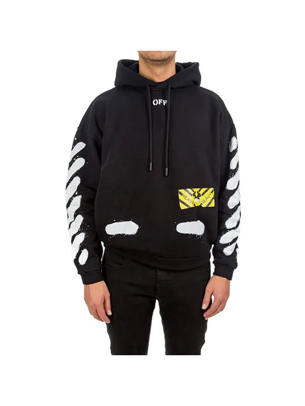 Толстовка graffiti stripe hoodec fleece men black Off-White — изображение 2 из 4, черный