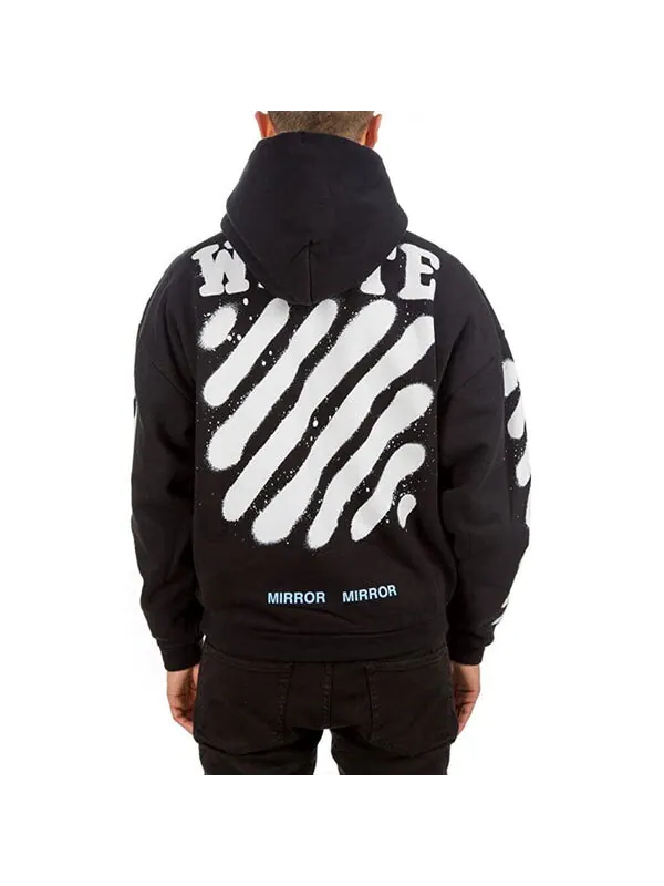 Толстовка graffiti stripe hoodec fleece men black Off-White — изображение 3 из 4, черный