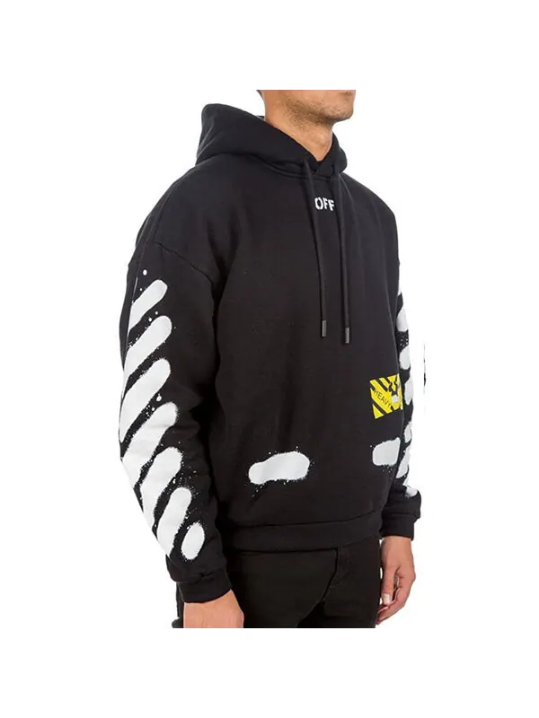 Толстовка graffiti stripe hoodec fleece men black Off-White — изображение 4 из 4, черный