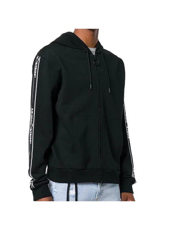 Толстовка ss19 zip-up stripe fleece men Off-White — изображение 2 из 3, черный