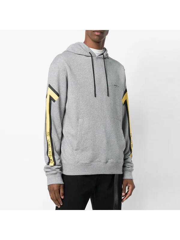 Толстовка fw18 arrows normal fit hooded sweater 'grey yellow' Off-White — изображение 3 из 4, серый/желтый
