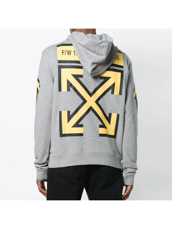 Толстовка fw18 arrows normal fit hooded sweater 'grey yellow' Off-White — изображение 4 из 4, серый/желтый