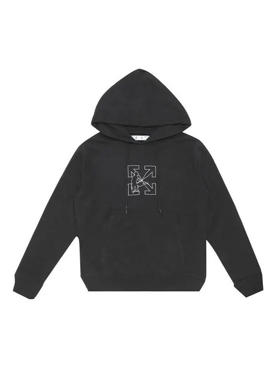 Толстовка fw20 embroidery hooded pullover men black Off-White — изображение 1 из 4, черный