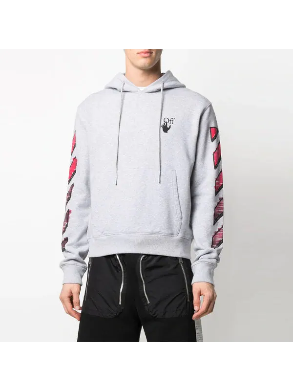 Толстовка ss21 logo printing drawstring gray Off-White — изображение 2 из 4, серый
