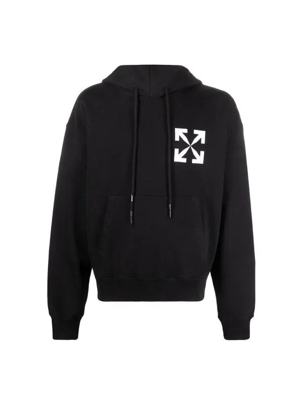 Толстовка arrows logo-print cotton hoodie 'black' Off-White — изображение 1 из 4, черный/белый