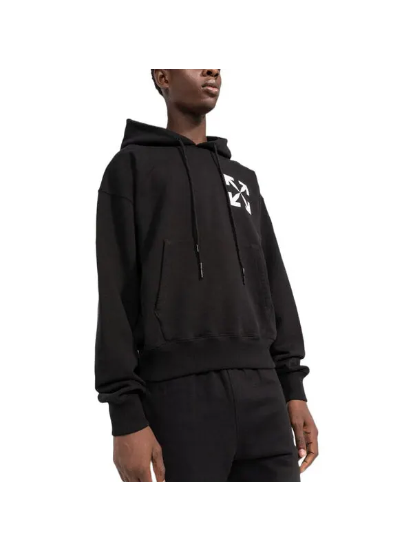 Толстовка arrows logo-print cotton hoodie 'black' Off-White — изображение 3 из 4, черный/белый
