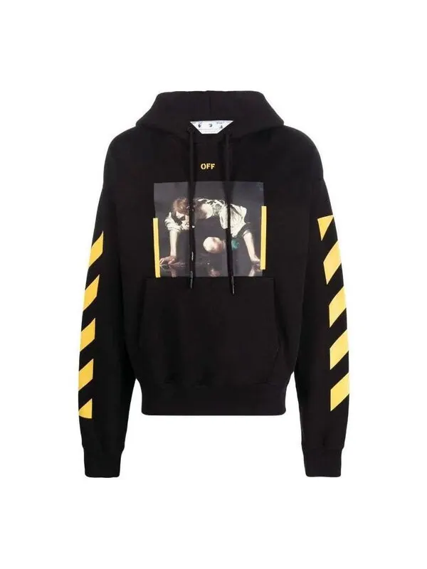 Толстовка caravaggio print hoodie 'black yellow' Off-White — изображение 1 из 4, черный/желтый
