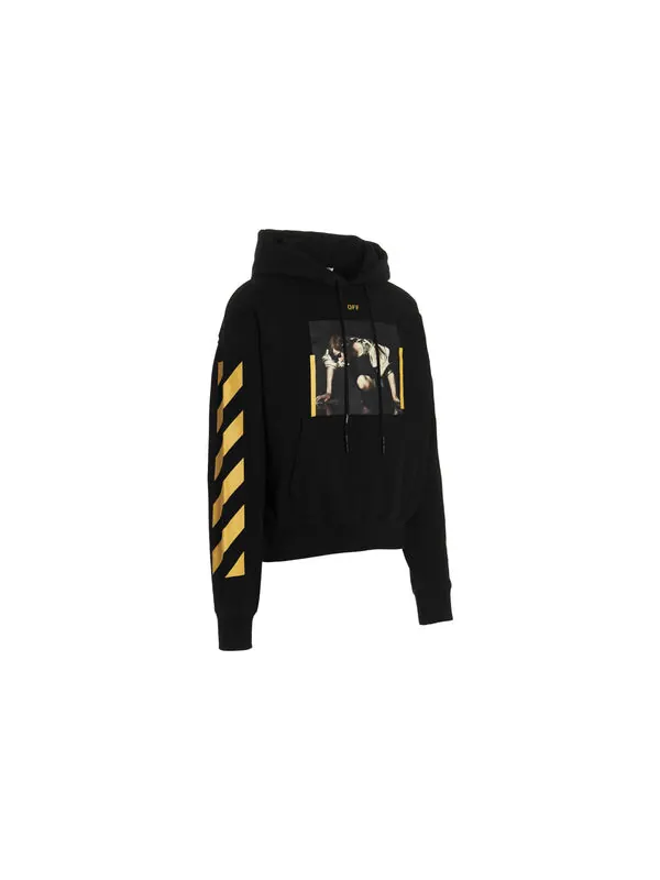 Толстовка caravaggio print hoodie 'black yellow' Off-White — изображение 3 из 4, черный/желтый