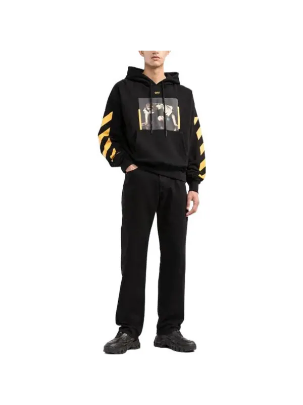 Толстовка caravaggio print hoodie 'black yellow' Off-White — изображение 4 из 4, черный/желтый