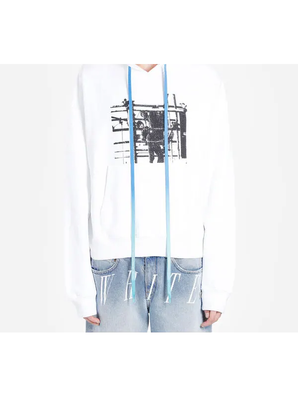 Толстовка men's printed logo arrow hooded long sleeves white Off-White — изображение 3 из 4, белый