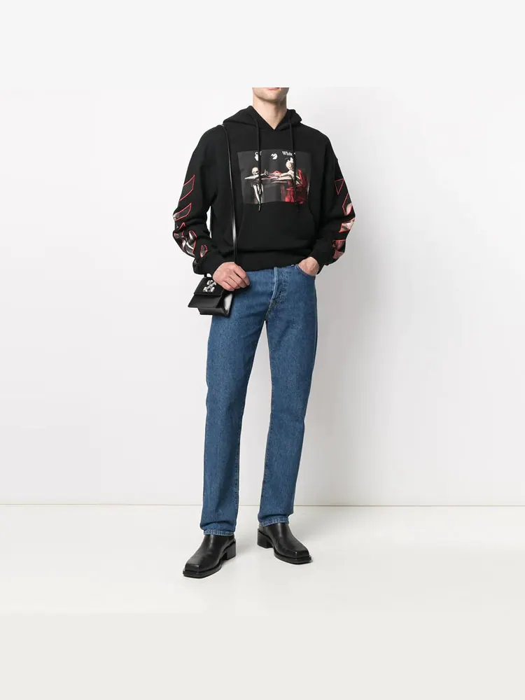 Худи Off-White SS21 Caravaggio Printing Hoodie 'Black Red' — изображение 2 из 4, черный