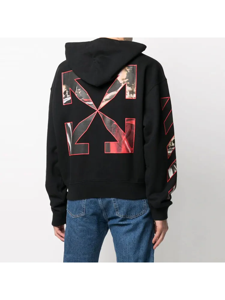 Худи Off-White SS21 Caravaggio Printing Hoodie 'Black Red' — изображение 3 из 4, черный