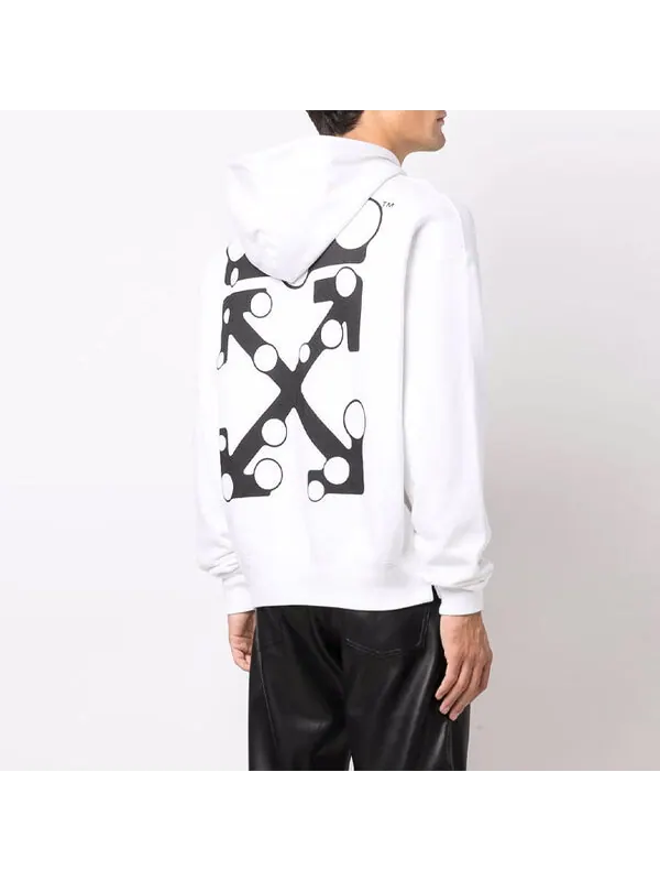 Толстовка men's fw21 logo pattern drawstring loose fit white Off-White — изображение 3 из 4, белый черный