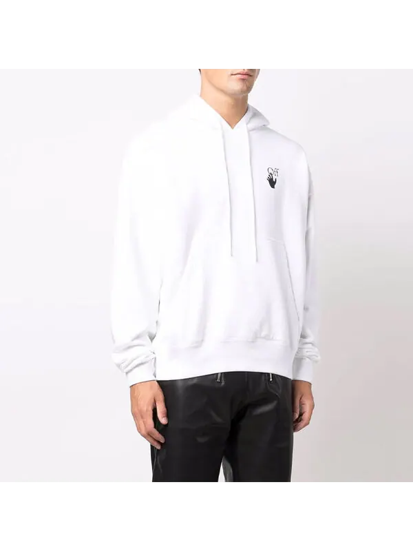 Толстовка men's fw21 logo pattern drawstring loose fit white Off-White — изображение 4 из 4, белый черный