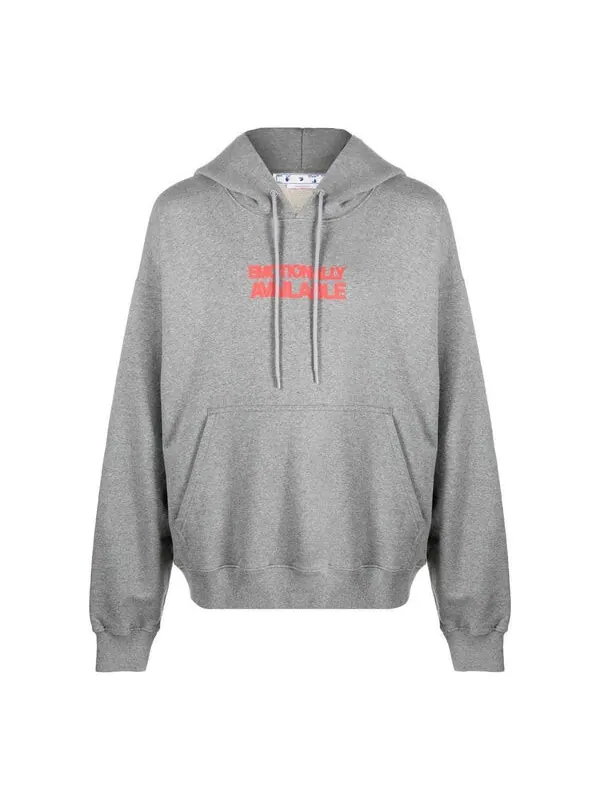 Толстовка slogan print hoodie 'grey' Off-White — изображение 1 из 4, серый/оранжевый