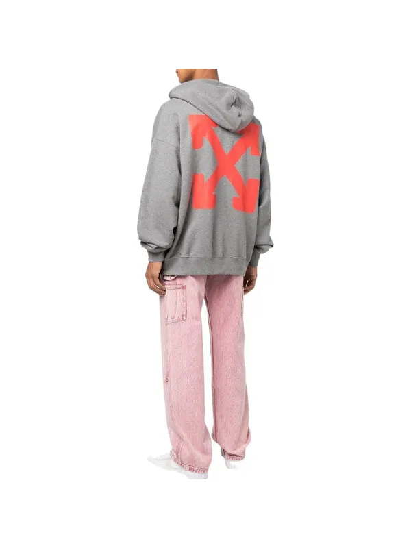 Толстовка slogan print hoodie 'grey' Off-White — изображение 2 из 4, серый/оранжевый