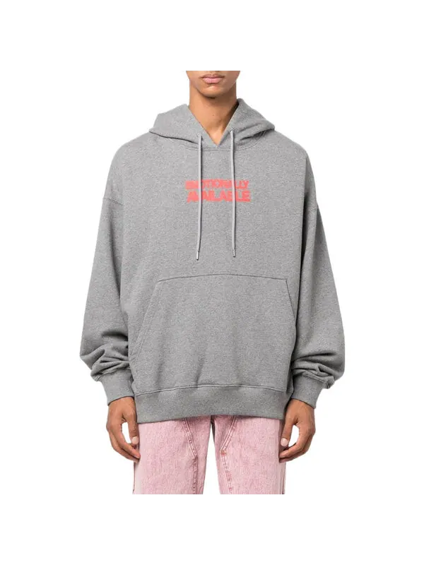 Толстовка slogan print hoodie 'grey' Off-White — изображение 3 из 4, серый/оранжевый