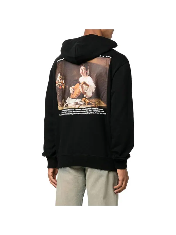 Толстовка men's fw22 character printing hooded long sleeves loose fit black Off-White — изображение 3 из 4, черный/белый