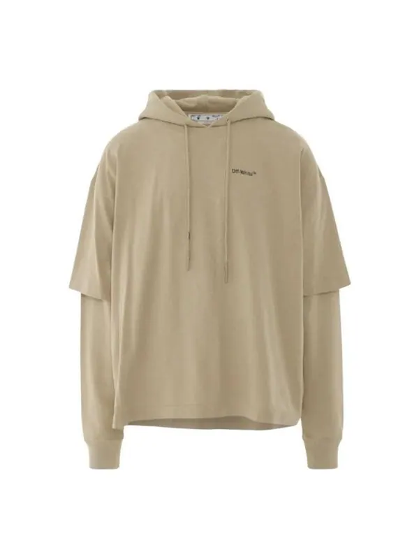 Футболка caravaggio arrow double hooded t-shirt 'dark sand' Off-White — изображение 1 из 2, темный песочный