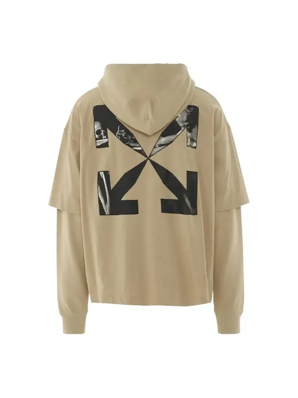 Футболка caravaggio arrow double hooded t-shirt 'dark sand' Off-White — изображение 2 из 2, темный песочный