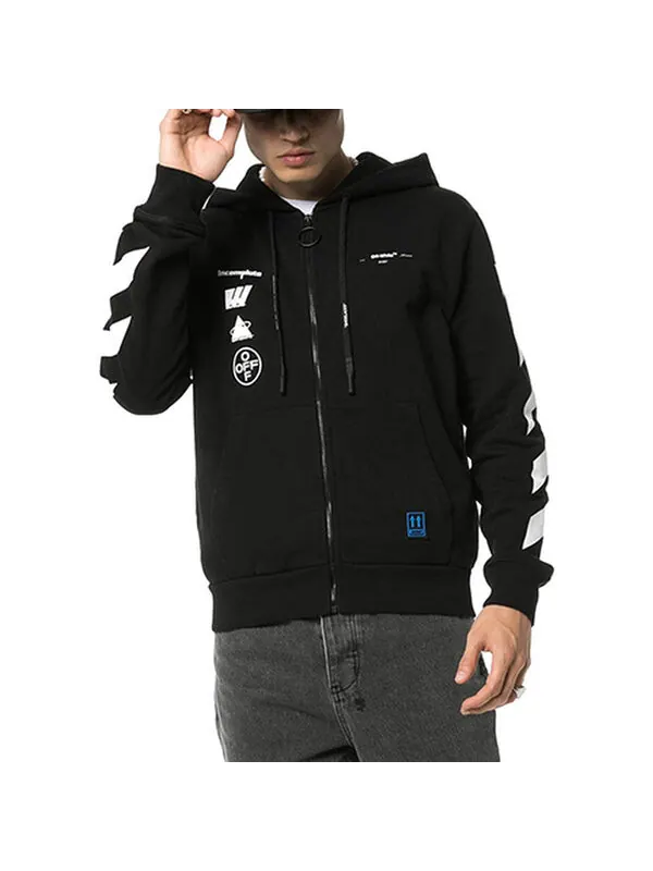 Куртка printing hooded zipper jacket black Off-White — изображение 3 из 4, черный