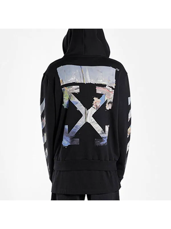 Толстовка Men's OFF-WHITE Painting Printing Arrow Pattern Zipper Classic Black — изображение 4 из 4, черный