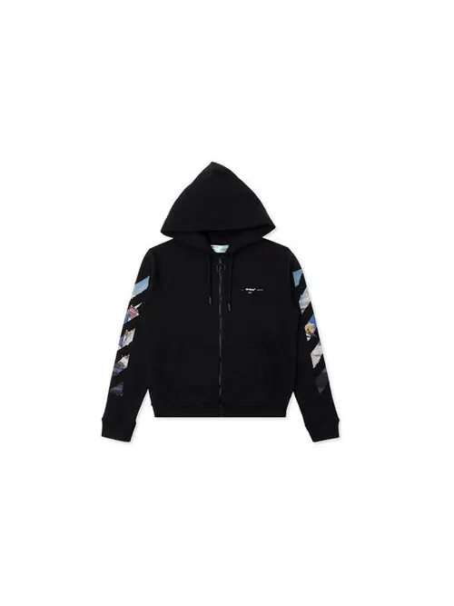 Толстовка OFF-WHITE diagonal arrow print zipped cotton — изображение 2 из 4, черный