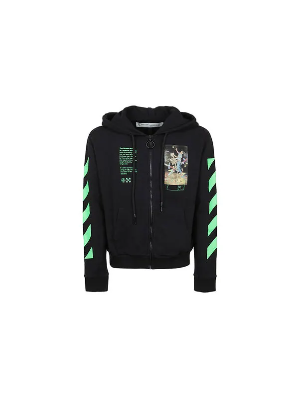Толстовка graphic print cotton zipped for men black Off-White — изображение 2 из 4, черный