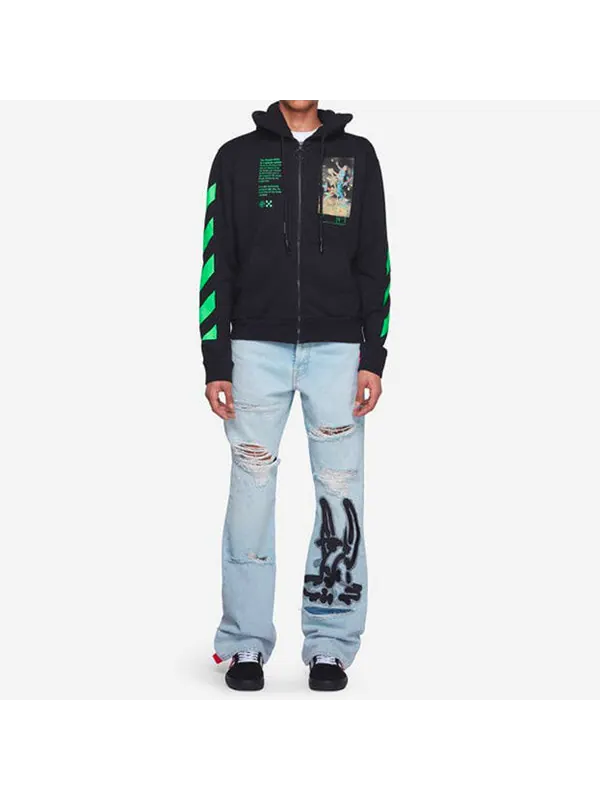 Толстовка graphic print cotton zipped for men black Off-White — изображение 3 из 4, черный