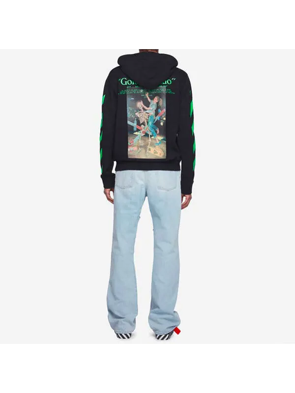 Толстовка graphic print cotton zipped for men black Off-White — изображение 4 из 4, черный