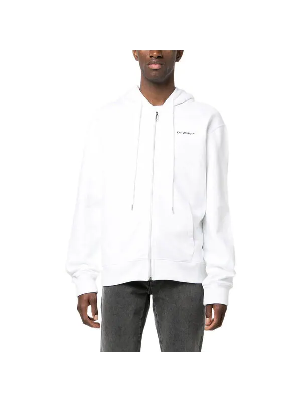 Толстовка Off-White Diag-Print Zip-Up Hoodie — изображение 2 из 4, белый
