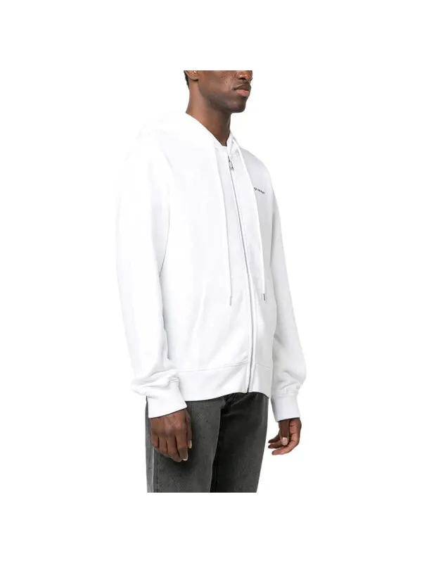 Толстовка Off-White Diag-Print Zip-Up Hoodie — изображение 3 из 4, белый