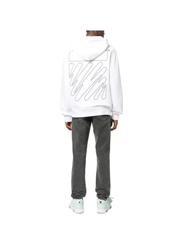 Толстовка Off-White Diag-Print Zip-Up Hoodie — изображение 4 из 4, белый